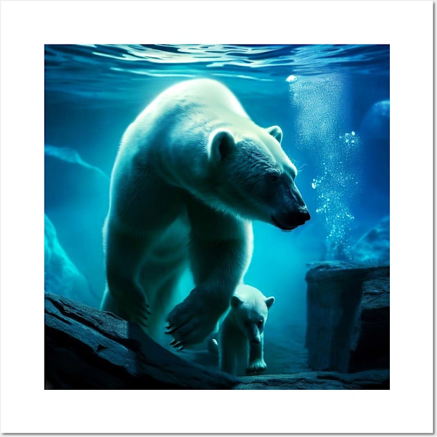 Polar Bear with cub Wall Art by algill